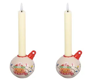 Temp-tations S/2 Ornament Taper Holders with Flameless Candles
