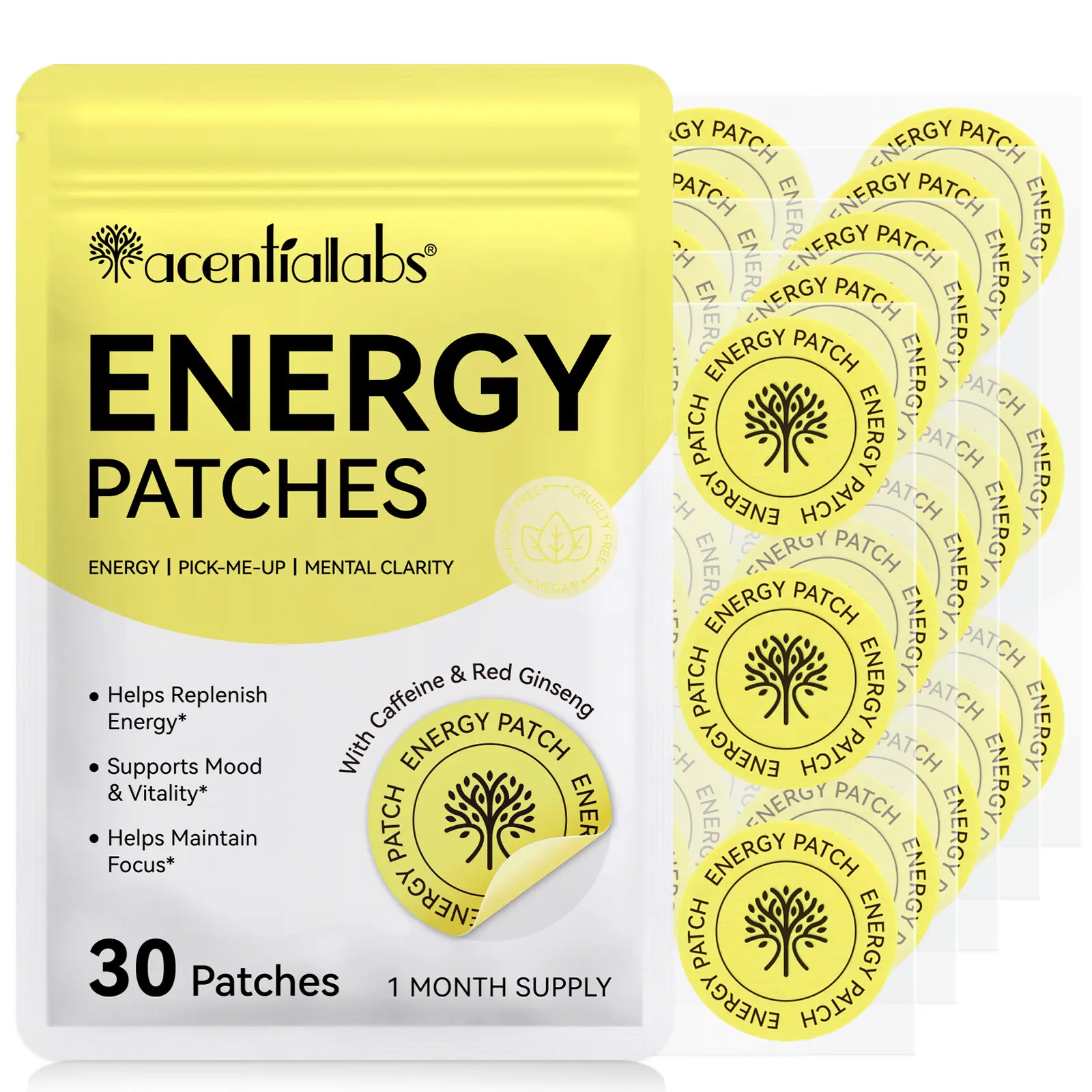 Acentiallabs Energy Patch 30p, High-Quality Energy Boosting Patches, Energy Booster, Energy Stamina Boost, Perfect for Daily Use & Active Lifestyles, Must-Have Health Supplement, Energy Supplements