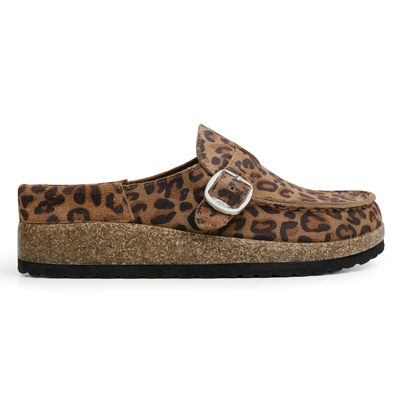 EVELLYHOOTD Women's Leopard Print Crafted Clogs Comfortable & Stylish Footwear with Buckle Detail - Perfect for Casual Wear