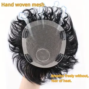 Wholesale Fashionable 2025 [Curly Hair Accessories] Natural-Looking Lightweight & DurMen's Curly Wave Hairpiece Topper - Clip-On Invisible Hairpiece for Business Style, Fits All Head Sizes, Suitfor All Ethnicities