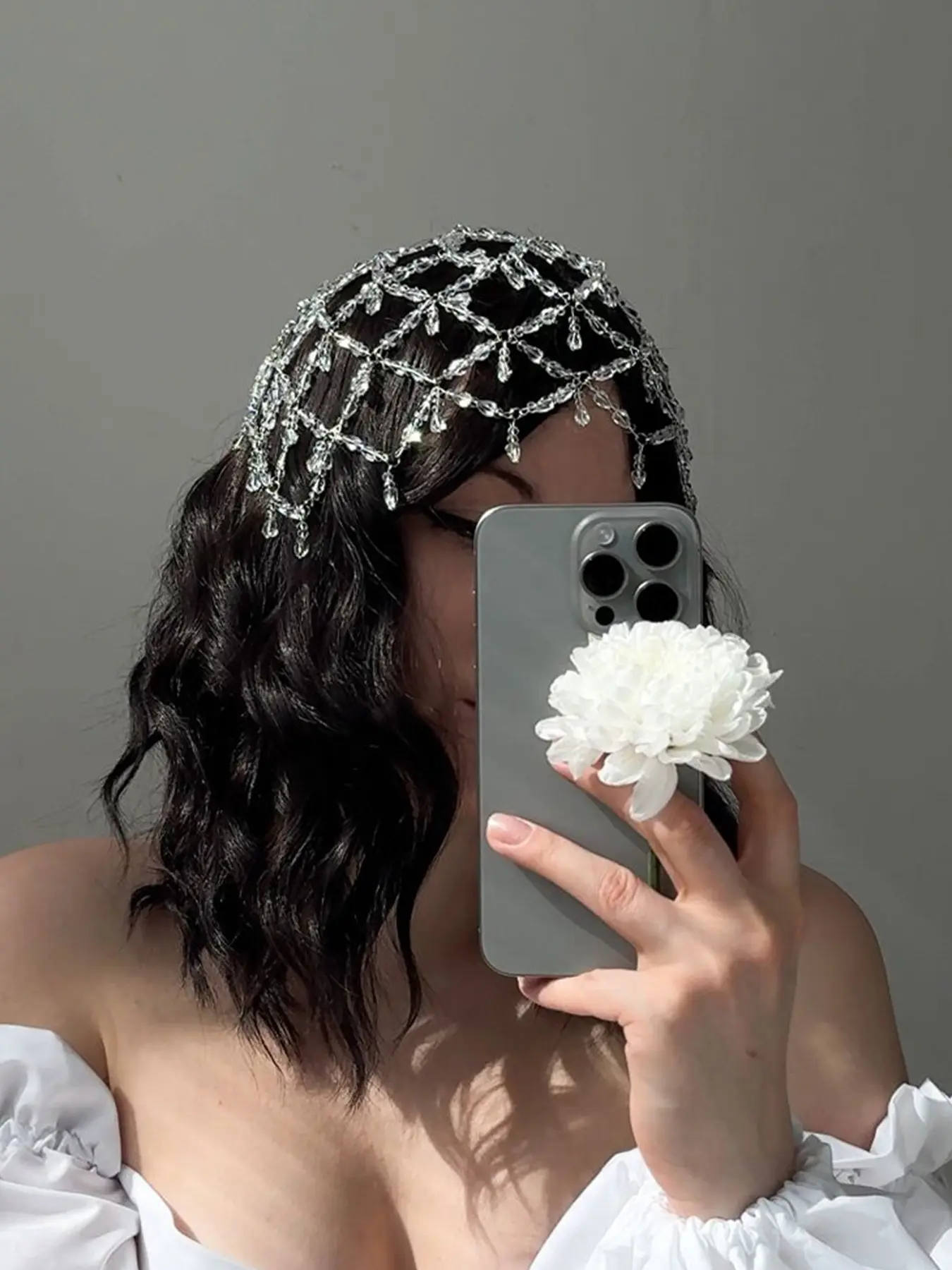 Vintage Head Chain Silver Crystal Rhinestone Headpieces Cap Vintage 1920s Mesh Head Chain Wedding Bridal Flapper Headband Gatsby Roaring Party Prom Custome Hair Accessoris For Women For Valentine's Day Gift New Year Gift Vintage Hair Accessories