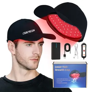 Oiameen Laser Hair Growth Cap - 650nm LLLT Red Light Hat with Rechargeable Battery, Pulse Mode & Timing, Laser Cap for Men & Women with Thinning Hair, Hair Loss, Alopecia, Black