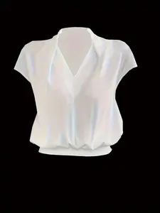Women's Plain Basic Minimalist Batwing Sleeve V Neck Blouse Shirts, Casual Cap Sleeve Top for Summer, Women's Clothing for Daily Wear, Womenswear