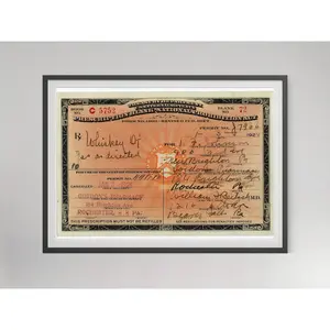 Prohibition Whisky Prescription Poster, 1920s Vintage Bar Wall Art, Rustic Home Decor, Liquor Print