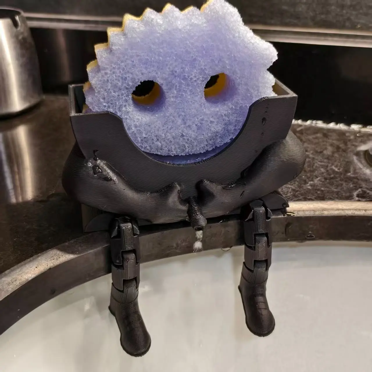 Black Muscle Man Rectangle Multifunctional Kitchen Sink Sponge Holder - Funny Countertop Dish Scrubber Organizer