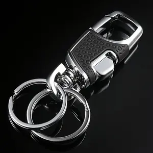 High-End Zinc Alloy Car Keychain Upgrade Dual-Ring Design, Durable Iron Chain, Anti-Loss Leather Keyring, Universal Fit, Modern Style, Lightweight Keychain, Stylish Keychain