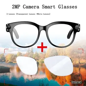 Smart Glasses with Camera and 2 Lenses, 2MP Camera Anti-Shake, Video Recording Smart Sunglasses, Sunglasses with cameras, Bluetooth Calling AI Glasses Real-Time Translate, Magnetic Charging, 39G Lightweight for Travel Sports