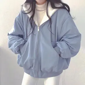 New Jackets for Women Thick Warm Parkas Oversized Double Sided Hooded Coat Korean Casual Loose Zip Up Jackets Coat Womenswear Tops Adjustable Bike