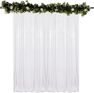 White Sequin Backdrop Curtains 1 Panel 4ftx8ft Glitter Photo Drapes for Baby Shower Shimmer Backdrop Cloth for Birthday Party Prom Wedding Stage Background 2PCS 4FT Width By 8FT Height - Banners