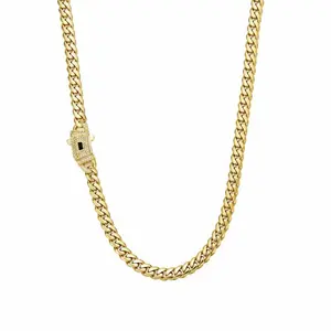 [Limited time] 14K Gold-Plated Cuban Chain Necklace with Cubic Zirconia, Hip-Hop Street Style, Water-Resistant, Tarnish-Proof, 6/8/10/12/14mm Sizes, Ideal for Parties & Everyday Wear