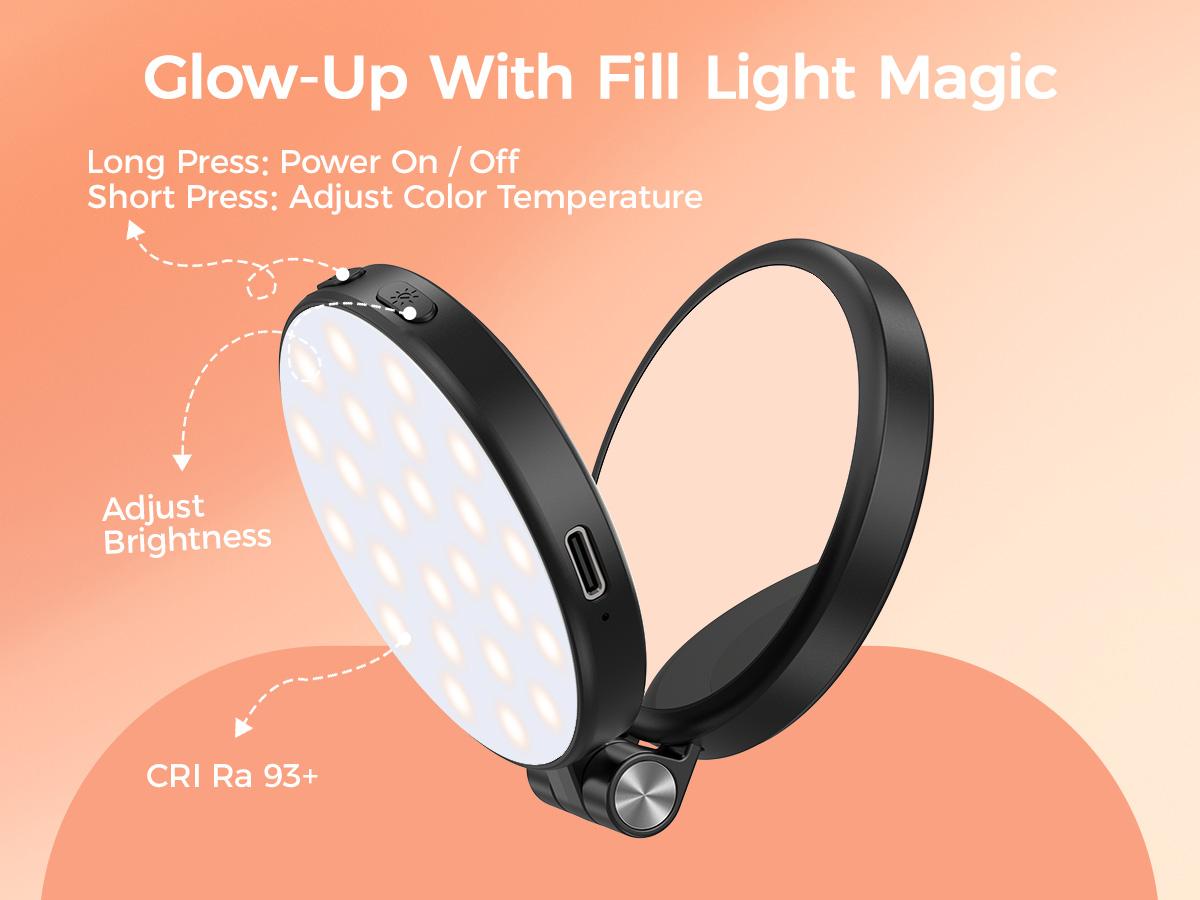 2026 New 3 in 1 Three-level brightness adjustable magnetic circular LED selfie fill light, rechargeable, foldable, with phone holder and mirror, compatible with various mobile phones, suitable for Vlog / live streaming fill light. 2026 New 3 in 1 Three-level brightness adjustable magnetic circular LED selfie fill light, rechargeable, foldable, with phone holder and mirror, compatible with various mobile phones, suitable for Vlog / live streaming fill light.
