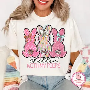 Chillin With My Peeps T-Shirt - Sweatshirt - Hoodie, Floral Christian 2026 Shirt, Coquette Easter Bow Shirt, Christian Easter Shirt, Easter Christian Shirt, Easter 2026 Shirt, Full Size