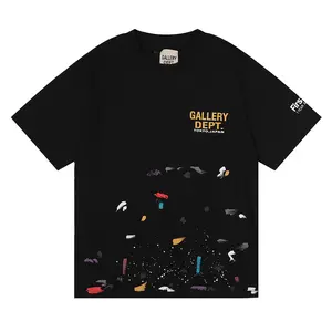 Gallery Dept Black TShirt Cotton Casual Crew Neck V-Neck Plain