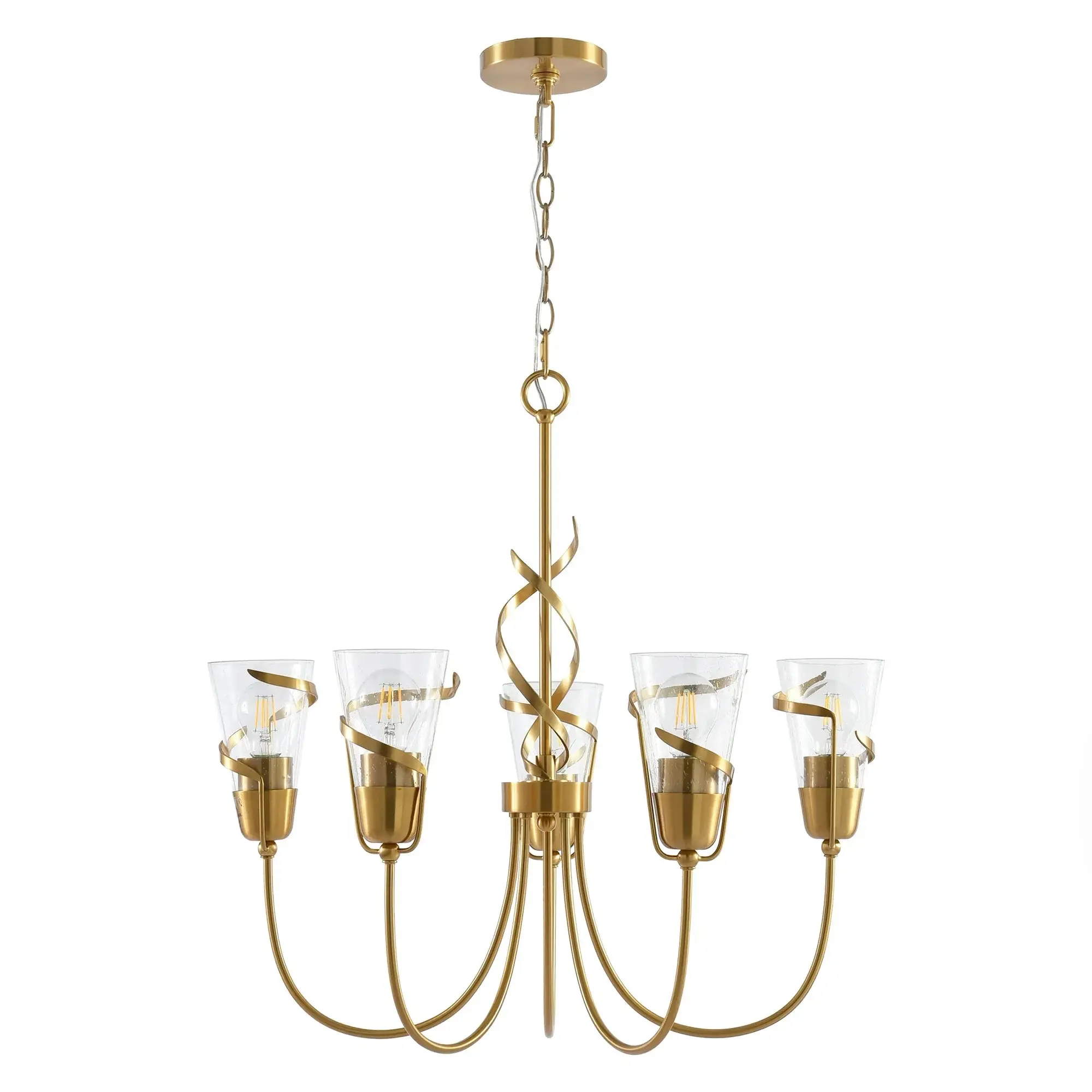 26 Inch Uriah 5-Light Golden Chandelier | Modern Luxury Ceiling Light for Living & Dining Room