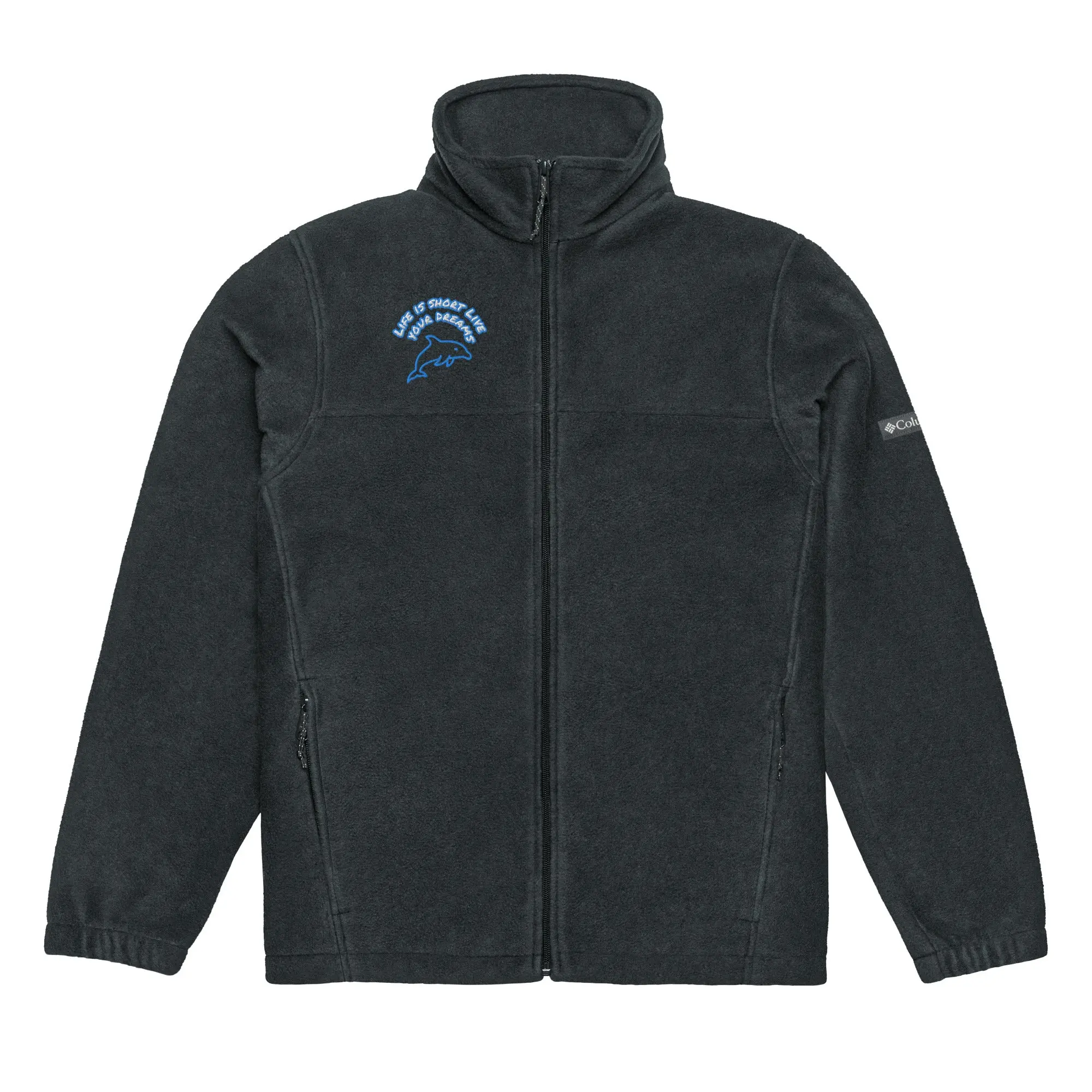 Life is short live your dreams Columbia fleece jacket Casual Unisex Menswear Athletic Soft Outdoor Tops Fabric Coats Polyester Classic Thermal