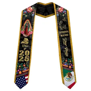 Customized Mexico Graduation Stole 2025, Mexican Graduation Sash, 2025,Mexican American Flag Graduation Sash Class of 2025