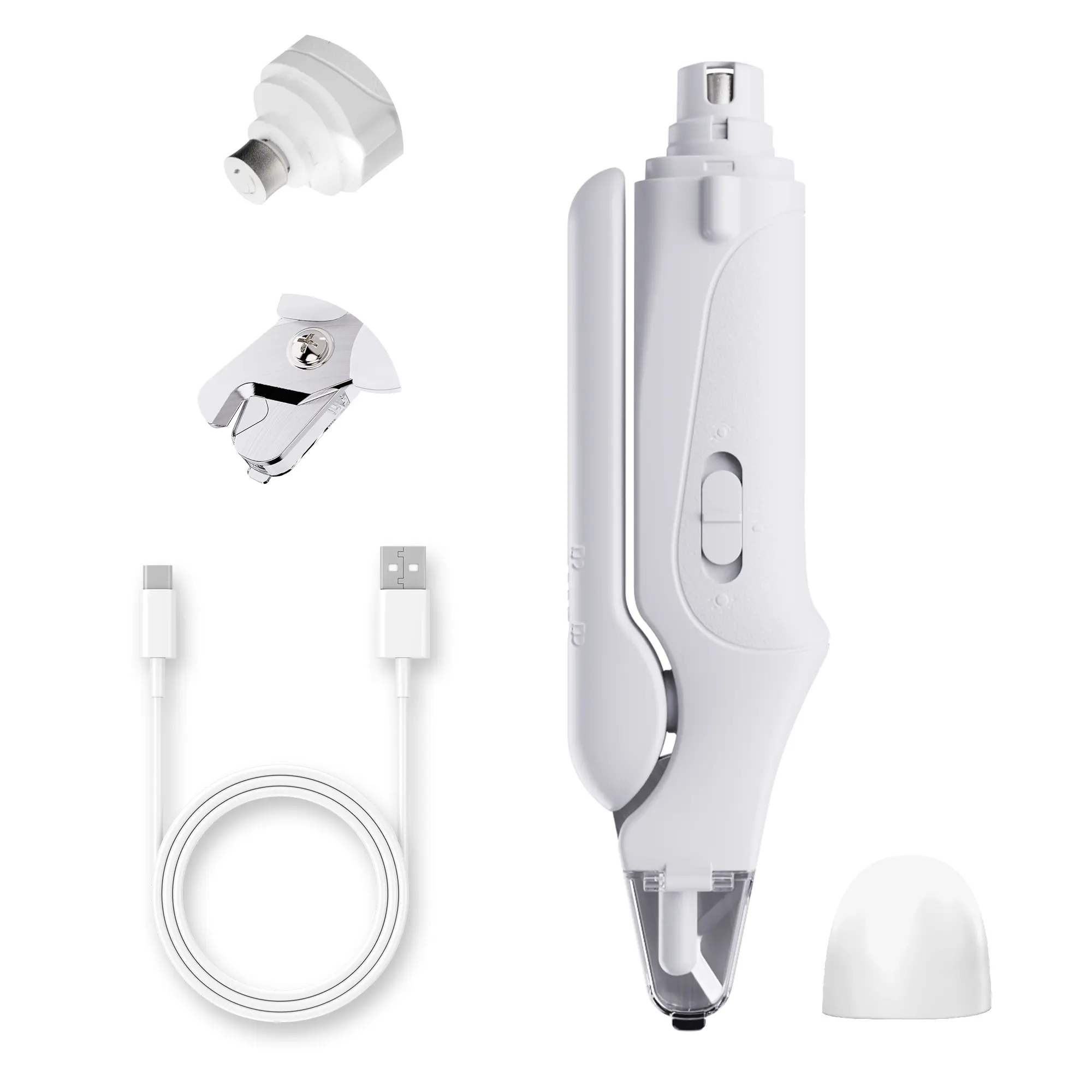 Pet nail grinder, multifunctional dog nail trimmer and cat nail trimmer kit, ultra quiet electric pet nail grinder, rechargeable, suitable for trimming small and large dogs, with a 4-hour battery life