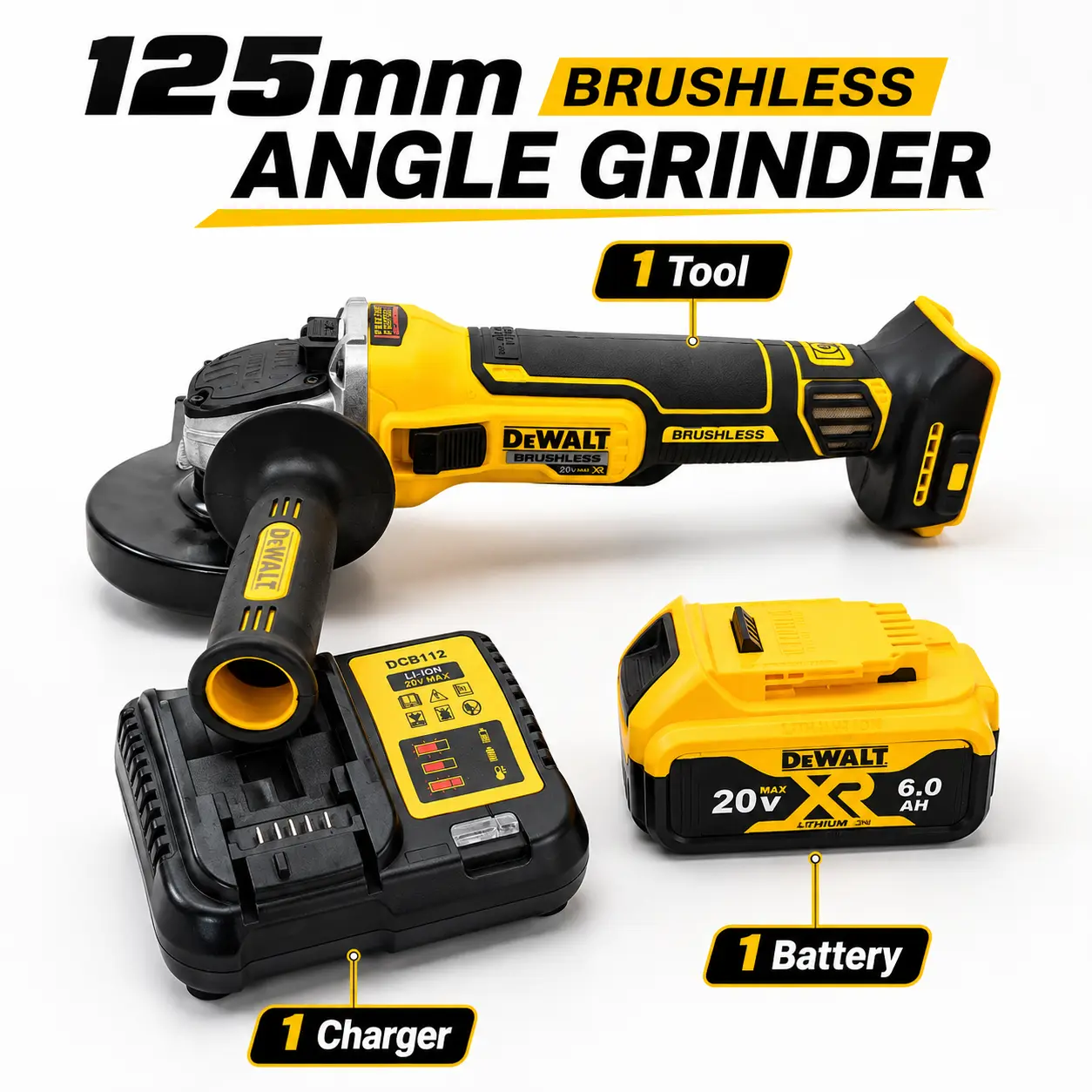 Dewalt DCG405NT 9000RPM MAX Brushless Cordless Angle Grinder, 125mm for Polishing and Cutting
