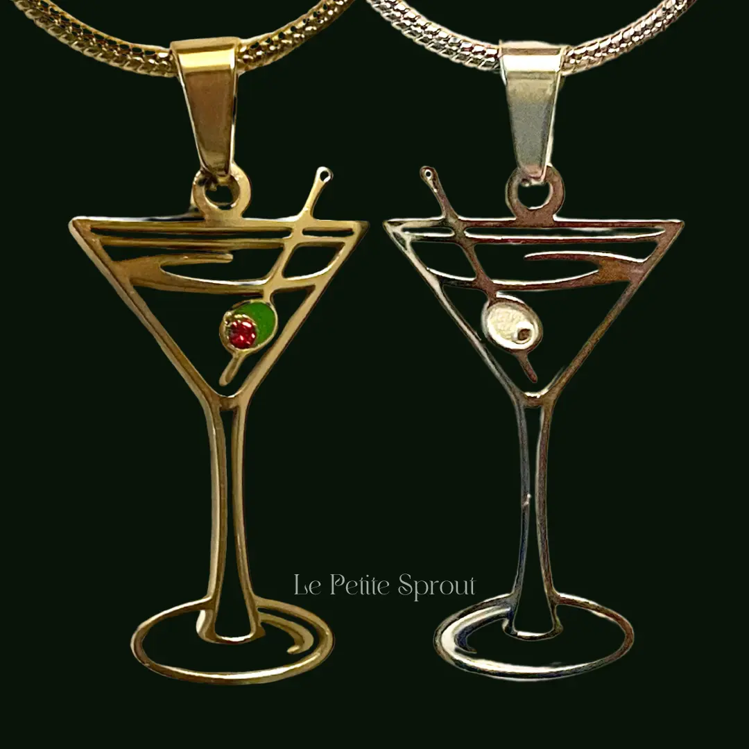 Martini Crystal Enamel Necklace exquisite jewelry gold necklace
