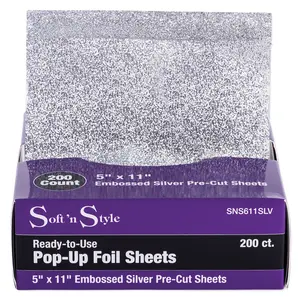 Soft 'N Style Embossed Self-Dispensing Hair Foil Sheets, 5"x11" Size, 200-Count Pack, for Haircare, Balayage Highlight Applications
