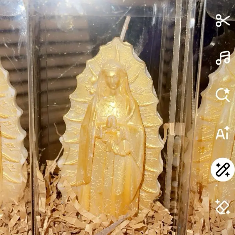 Gold Virgin Mary Scented Rose and Vanilla Candle Custom Color Available Decorative Religious Design Decoration Ornaments