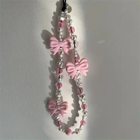 Cute Bowknot Design Phone Chain, Fashionable Phone Lanyard, Phone Strap for Women & Girls, Mobile Phone Decoration Accessories, Charms, Phone Wrist Strap, Cellphone Accessories, Wristband Phone Accessories