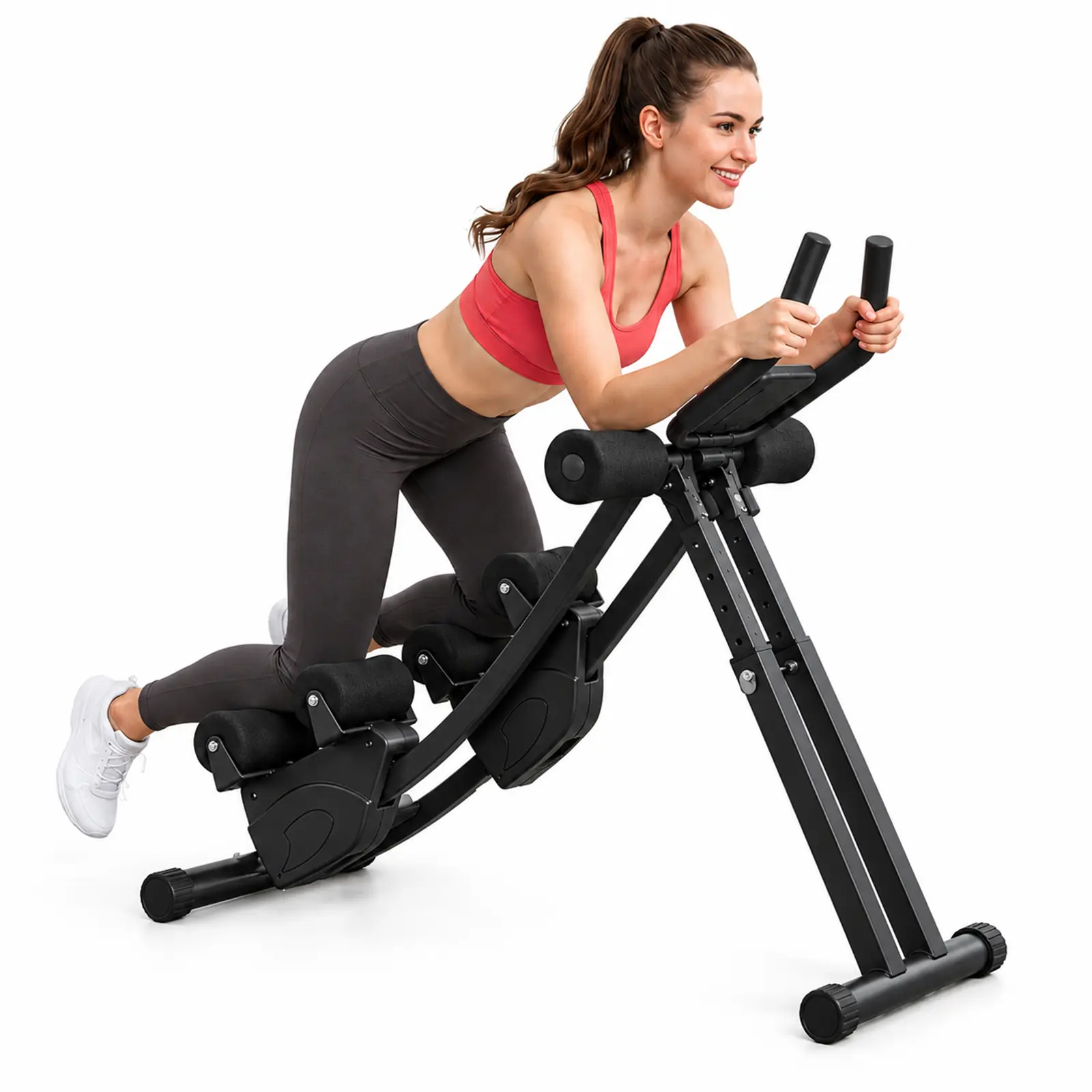 Cooelf Adjustable Ab Machine - Independent Dual Tracks, 440lbs Load Heavy-Duty Steel Frame Core Trainer, Compact Foldable At Home Gym Equipment for Women's Abdominal Exercise Ab Training Core Workouts