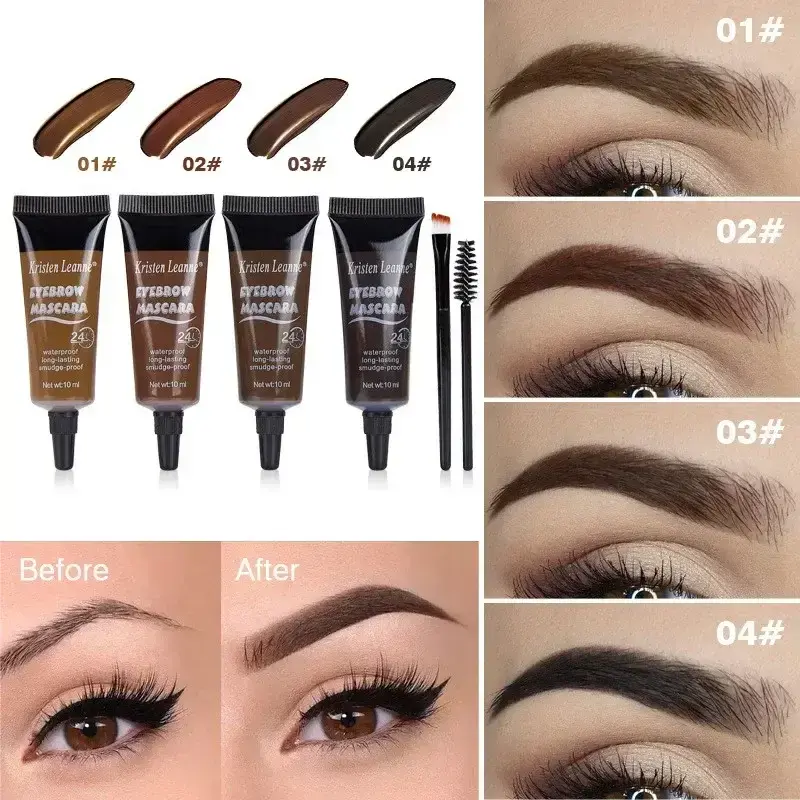4 Colors Natural Liquid Dyeing Eyebrow Cream Set Waterproof Long Lasting Black Brown Tint Eyebrow Mascara Eyebrows Paint Makeup