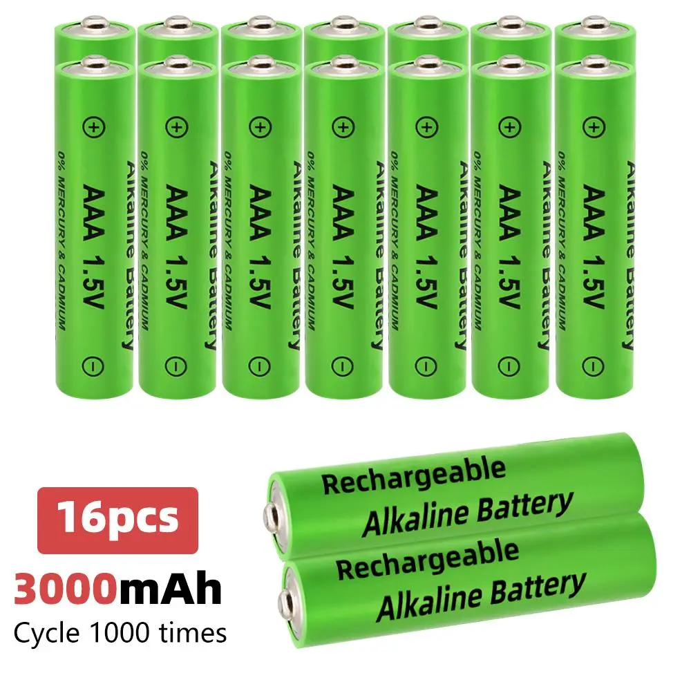 16Pcs 1.5V 3000mAh AAA Rechargeable Batteries LED Light Battery Alkaline Battery