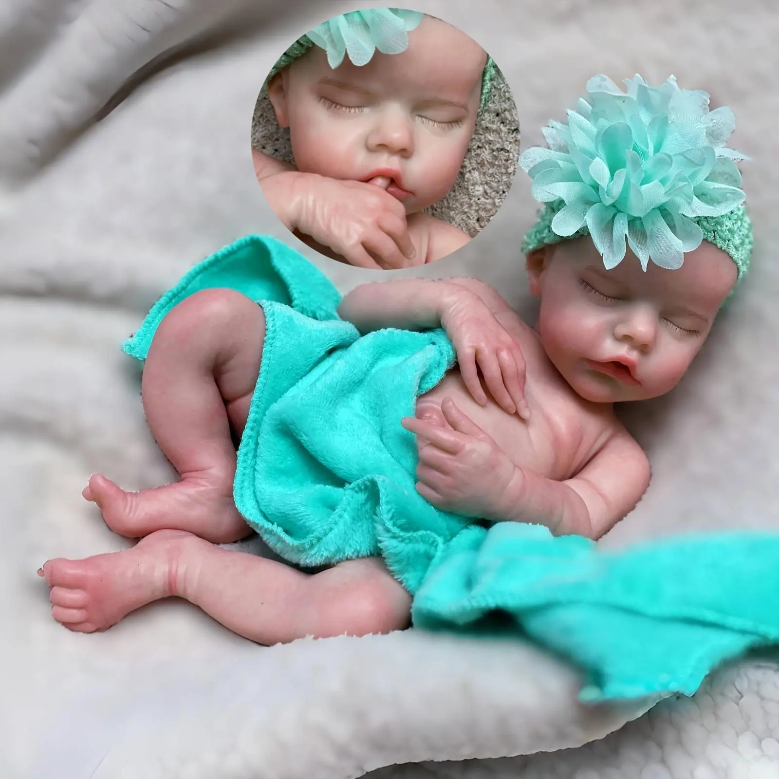 Otarddolls 17-in Open Mouth Silicone Reborn Girl Doll - Collectible Realistic Newborn Soft Weighted Doll, 3D Painted with Visible Veins, Full Body Soft Solid Silicone, Ideal Family Gift, Collectible Doll, Realistic Newborn Doll