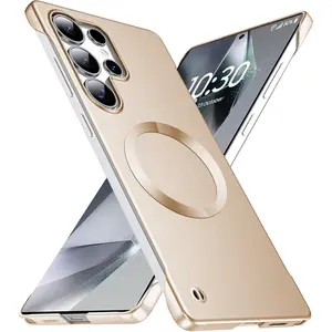 Magnetic, Protective, Protection, ultra-thin frameless phone case suitable for Samsung Galaxy S26 S25 S24 S23 Ultra Edge, Plus, compatible with MagSafe wireless charging, featuring a matte surface, anti fingerprint properties, and a glossy CD design