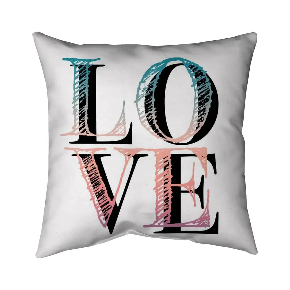 Begin Home Decor 5542-1818-QU24-3 18x18 in. Colorful Love Bohemian Blue Outdoor Throw Pillow - Cushions for Balconies, Home Decor with Design Themes for Entertaining & Creating Cozy Atmosphere