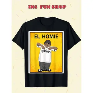 Cotton INS Fun Shop EL HOMIE Graphic Tee - 100% Cotton, Casual & Comfy