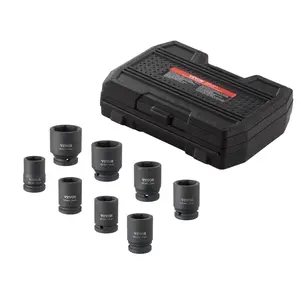 VEVOR Axle Nut Impact Socket Set, 3/4" Drive 6-Point 8-Piece Metric Spindle Nut Socket Set, CR-MO Heat Treated Large Socket Set with Storage Case, for Auto Repair, Removing or Installing Axle Nuts