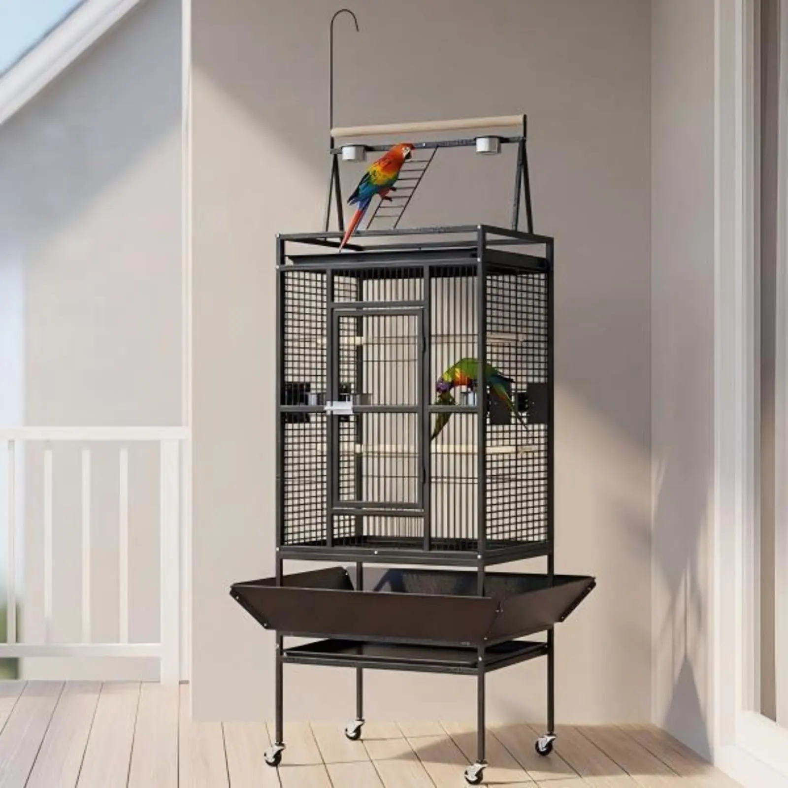 GAOMON 82" h Large Bird Cage, Bird Cage with Playground, Feed Bowls, Wide Tall Parrot Cage for Parakeets, Conures, Cockatiel, Cockatoo