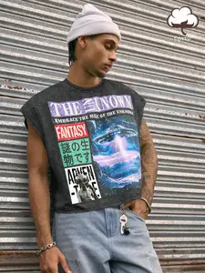 Men's Regular Fit The Letter Print Round Neck Tank Top, Casual Sleeveless Crew Neck Top for Summer, Fashion Men's Top for Daily Wear, Tropical, Streetwear, Casual Menswear