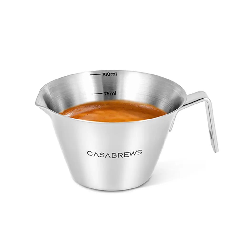 CASABREWS EX100CC Espresso Extraction Cup, 100ml Stainless Steel Shot Measuring Cup with Handle for Espresso Machine