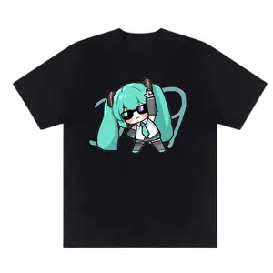 Hatsune Miku Graphic T-Shirt, Unisex Classic Fit Crewneck, Breathable 100% Cotton Short Sleeve Top for Anime Fans and Casual Cosplay Wear