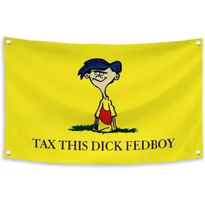 Tax This Dick Fedboy Funny Flag,40x60in Meme Flags Funny Man Cave Wall Flag for College Dorm Decor, Outdoor, Bedroom or Home Office Wall Decor Banner Gift Print