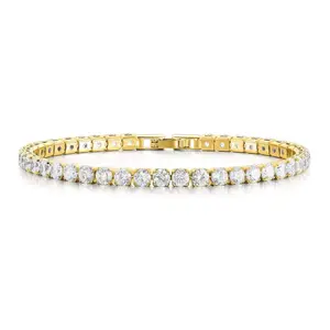 XINCY JEWELRY Essentials 7.5 Inch Golden-Tone Cubic Zirconia Tennis Bracelet for Women Sparkling Jewelry Gift