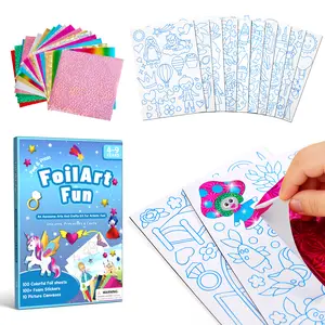 Leven Foil Art Kit for Kids, Ages 4-9 – 100 Vibrant Foil Sheets, 100+ Foam Stickers, 10 Canvases – Easy, Mess-Free DIY Art & Craft Set with Unicorns, Princesses & Castles – Fun, Instant Creativity – Ideal Gift for Birthdays & Holidays