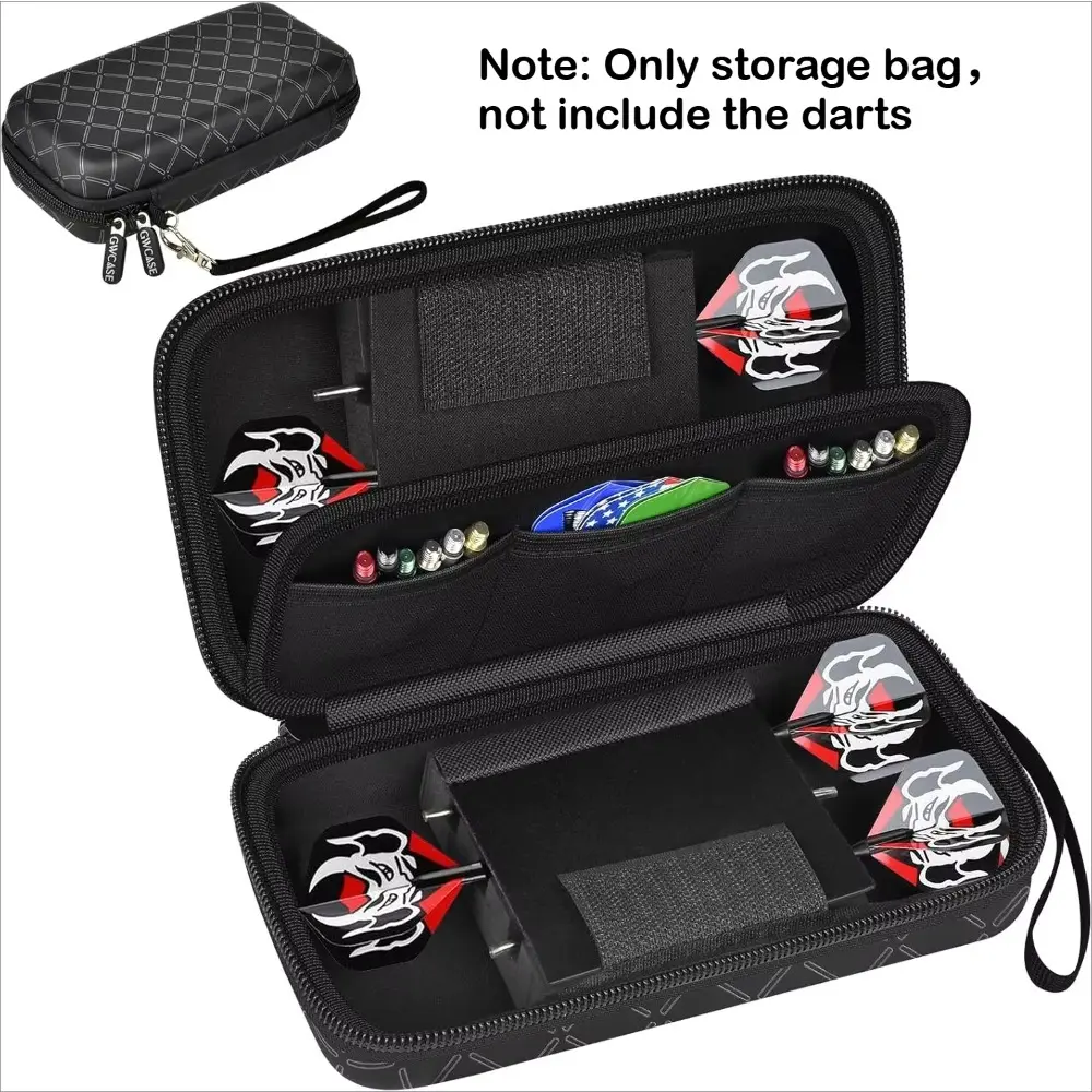 Dart Case for 6 Steel and Soft Tip Darts, Upgraded Darts Carrying Storage Holder Fits for Dart Tips, Shafts and Flights and Extra Accessories, Rhombus, Darts Gear, Sport (Box Only)