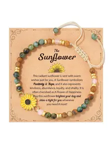 Boho Style Adjustable Beaded Bracelet, Sunflower Spacer Design, Plain Pattern Hand Chain, Casual All-Season Accessory