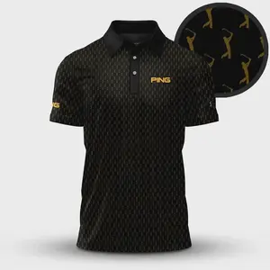 Stylish 2026 Golf Players Black Pattern Polo Shirt Premium Golf Aesthetic Casual Sport Outfit Tee