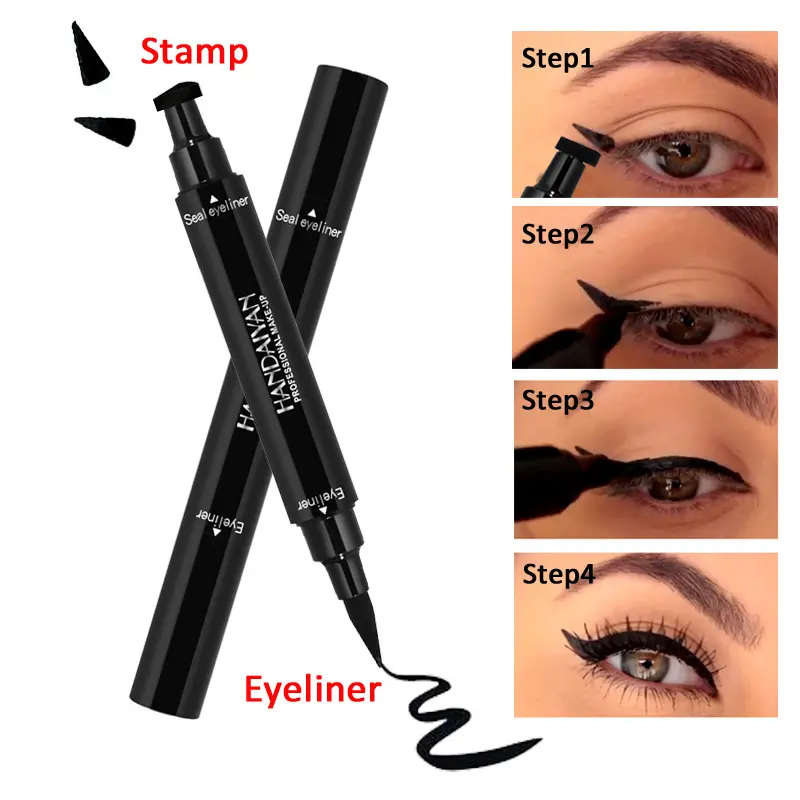Winged Eyeliner Stamp & Eyeliner Shape Pen Cosmetic - Waterproof, Smudge-Proof, Quick-Drying, Beginner-Friendly, Youth-Focused, 24 Months Shelf Life, Contains Neither Harmful Additives, Easy Perfect Wings Makeup Essential, Viral Winged Eyeliner Stamp & Li