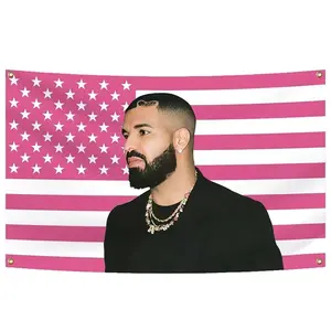 Drake 3x5Ft Pink Music Art Flags Wall Hanging Tapestry for Man Cave College Dorm Room  Decoration Outdoor Funny Party Banner