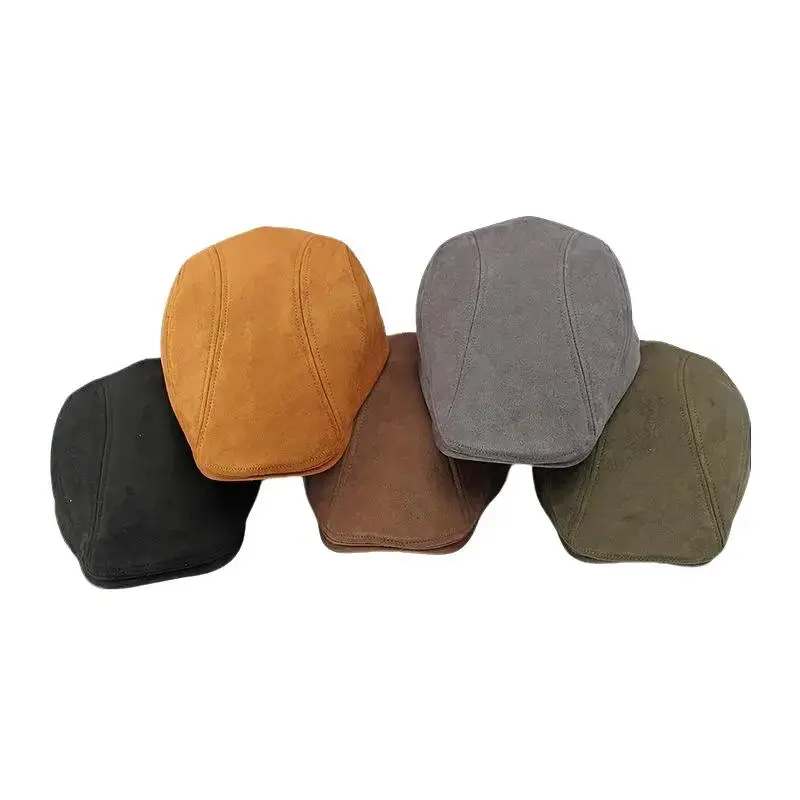 Laurenclay Unisex Classic Shape Plain Beret Cap - 1 Size Fits All Retro Forward Army Style Headwear for Men & Ladies, Available in Black, Brown, Green, One Size Fits All, Casual Wear