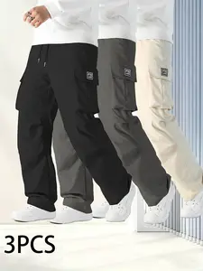 3 Pack Men's Tactical Cargo Pants, Elastic Waistband & Multi-Pocket Design, Perfect for Spring & Summer, Ideal for Outdoor Activities, Trouser, Menswear tiktokshopspringglowup,summervibes