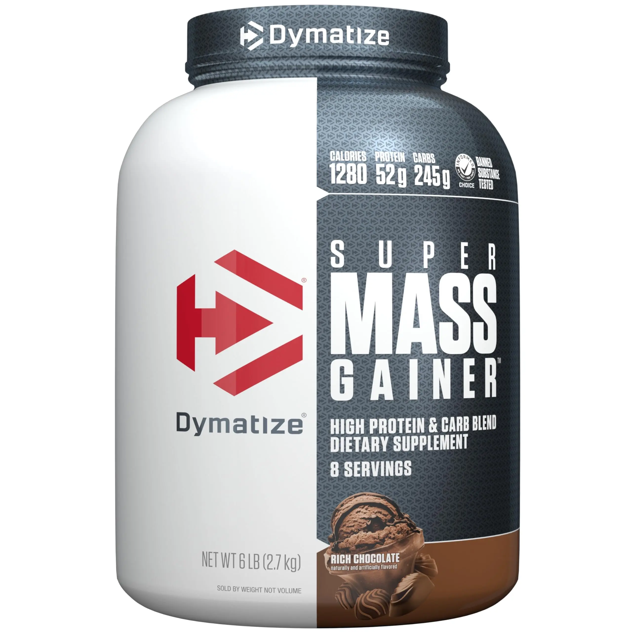 Dymatize Super Mass Protein Powder, Rich Chocolate Flavor, High-Protein & Carb Blend, 6 LB (2.7 kg), 8 Servings