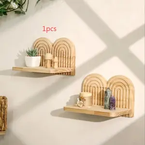 Creative Spiral Multi-Layer Solid Wood Storage Rack, Wall-Mounted Plant Holder, Home Decor Wooden Shelf, 1pc Organizer, Wall Mountable